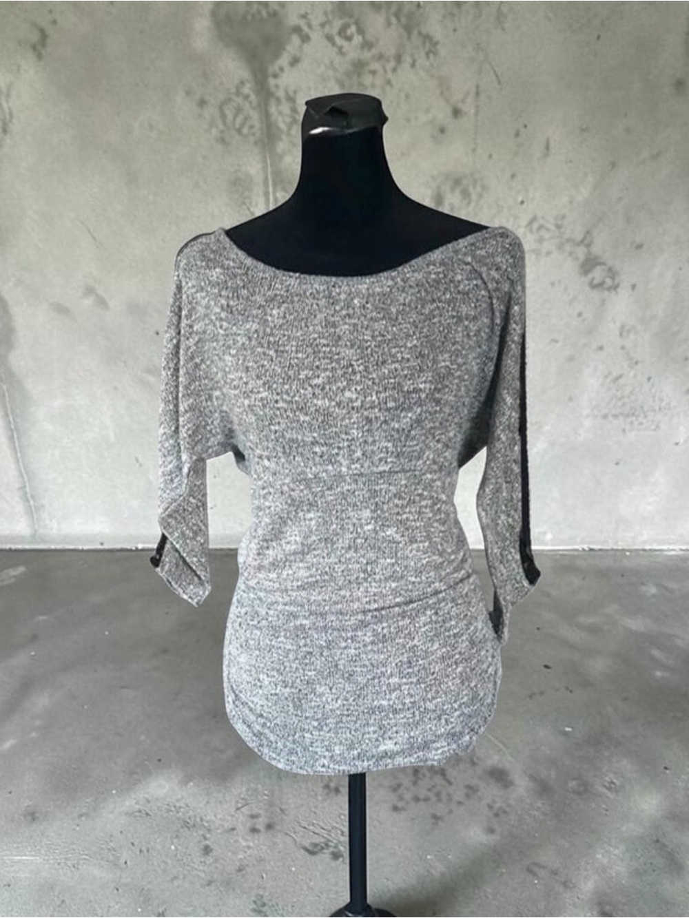 BCX Gray Off-the-Shoulder Knit Sweater
